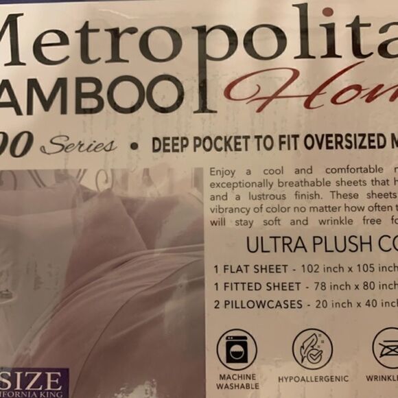 NEW! Pretty Nautical Vibe Red White Blue Metropolitan Bamboo KING Sheet Set - Picture 2 of 2